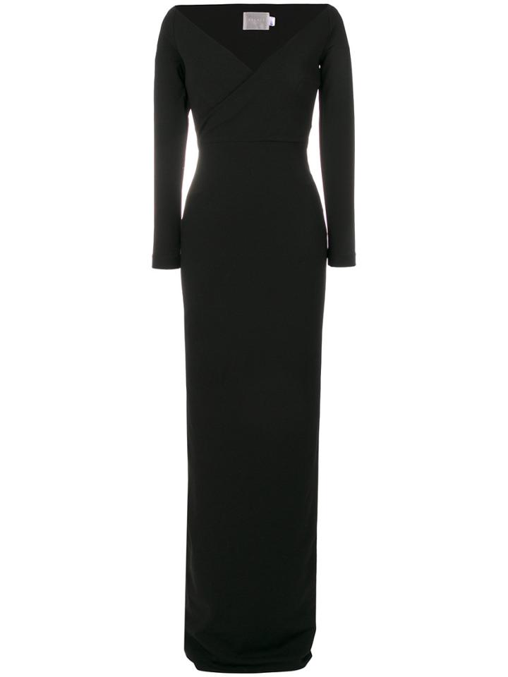 Solace London Wide V-neck Victorie Gown - Black