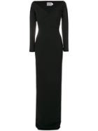 Solace London Wide V-neck Victorie Gown - Black