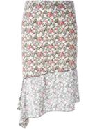 Joseph Floral Print Ruffle Hem Skirt, Women's, Size: 40, Silk
