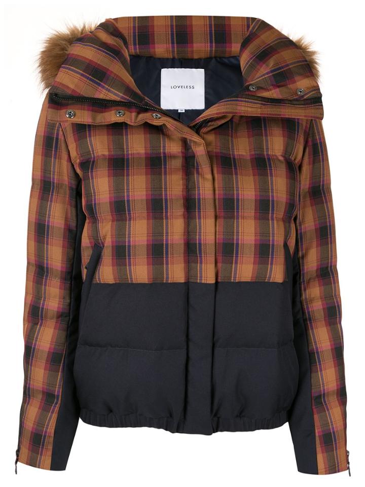 Loveless Detachable Hooded Plaid Jacket - Brown