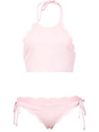 Marysia 'mott Halter Top & Side Tie Bottom' Bikini, Women's, Size: Small, Pink/purple, Polyamide/spandex/elastane