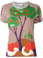 Red Valentino Tree Print T-shirt, Women's, Size: Xs, Grey, Cotton