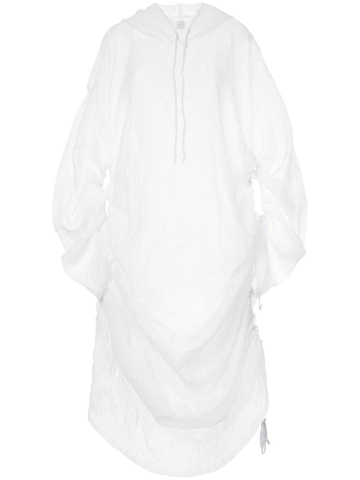 Ikumi Draped Hooded Midi Dress - White