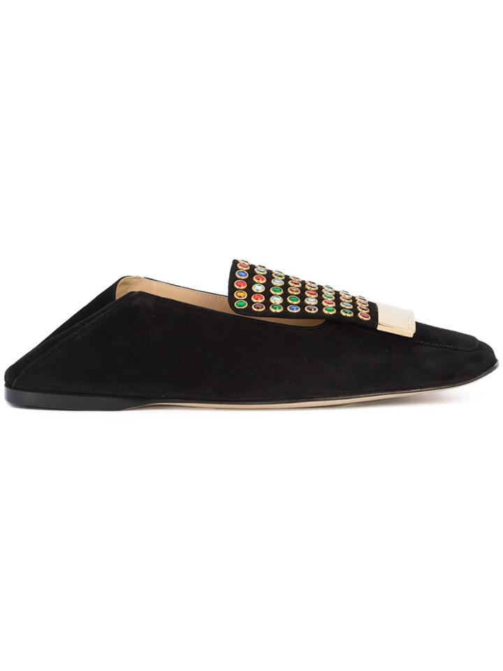 Sergio Rossi Jewelled Sr1 Slippers - Black