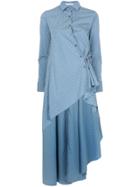 Palmer / Harding Bow Detail Asymmetric Shirt - Blue