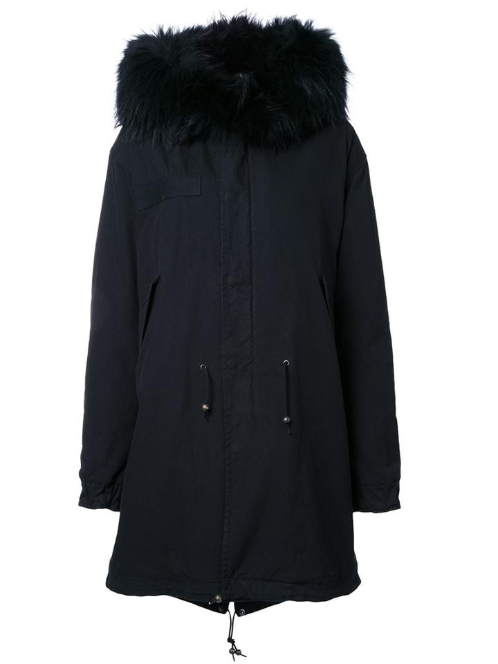 Mr & Mrs Italy Fur Trimmed Parka, Women's, Size: Xs, Black, Cotton/lamb Skin/racoon Fur