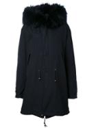 Mr & Mrs Italy Fur Trimmed Parka, Women's, Size: Xs, Black, Cotton/lamb Skin/racoon Fur