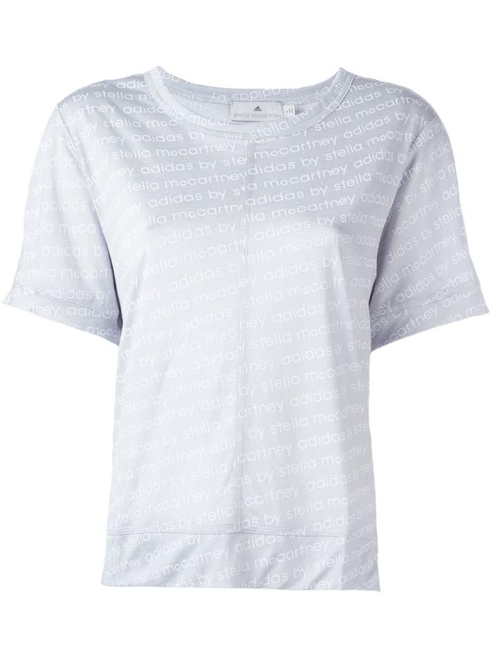 Adidas By Stella Mccartney Logo Print T-shirt, Women's, Size: Large, Grey, Polyester/lyocell