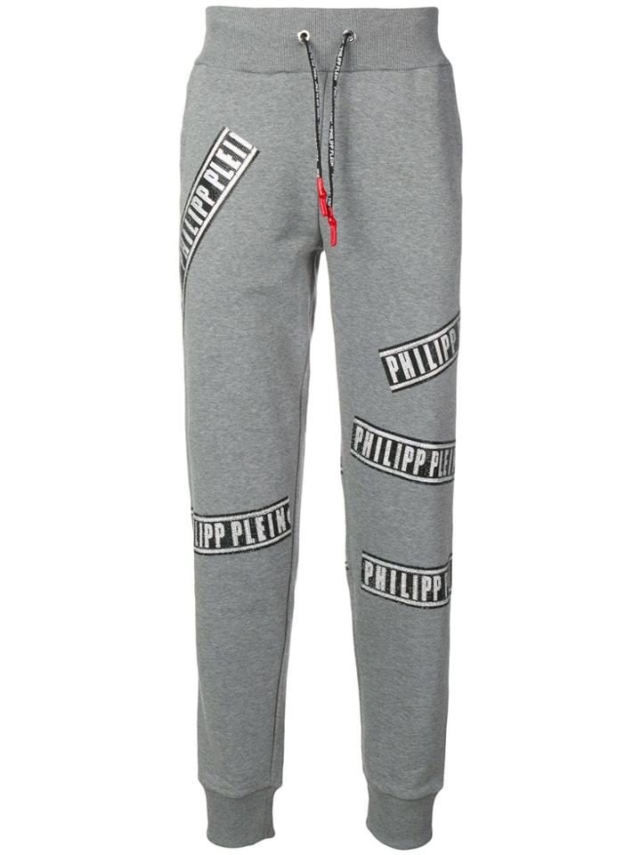 Philipp Plein Grey Logo Track Pants