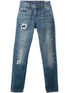 Levi's Shredded Trim Cropped Jeans, Women's, Size: 27, Blue, Cotton