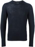 Giorgio Armani Crew Neck Jumper, Men's, Size: 52, Blue, Virgin Wool