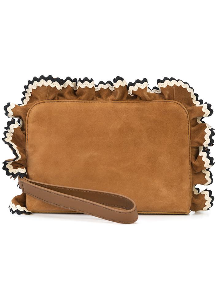 Loeffler Randall Ruffle Wristlet Purse - Brown