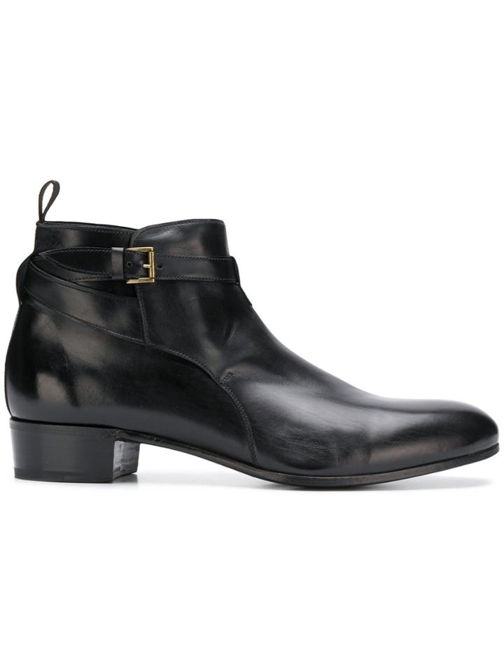 Lidfort Buckle Detail Ankle Boots - Black