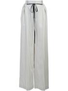 Adeam Striped Tailored Trousers, Women's, Size: 8, White, Rayon/polyester
