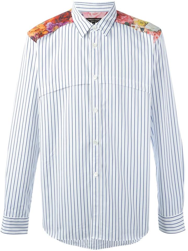 Comme Des Garçons Homme Plus Floral Print Striped Shirt