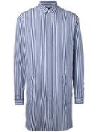 Juun.j Longline Striped Shirt, Men's, Size: 46, Blue, Cotton