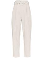 Low Classic Belted High-rise Trousers - Grey