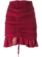 Iro Gathered Drawstring Mini Skirt, Women's, Size: 40, Red, Polyester/viscose