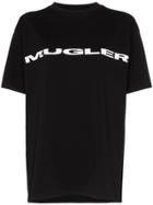 Mugler Contrast Logo Print Cotton T-shirt - Black