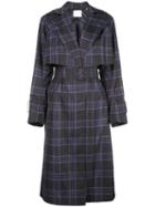 Vince Double-breasted Checked Coat - Blue