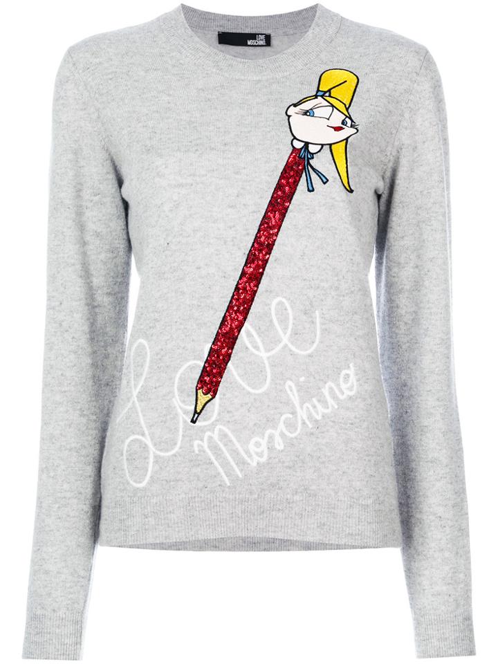 Love Moschino Glitter Pencil Jumper - Grey