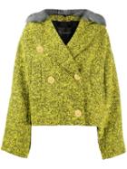 Versace Faux Fur Trim Tweed Jacket - Green