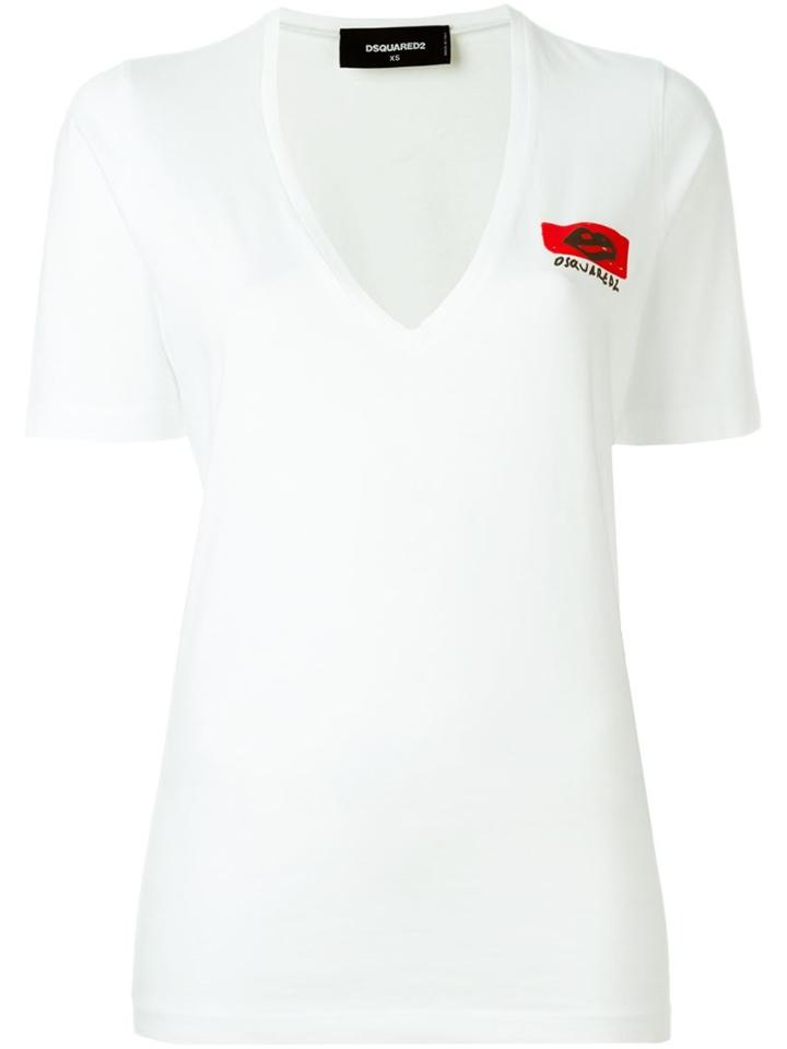 Dsquared2 V-neck T-shirt, Women's, Size: Xs, White, Cotton