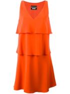 Boutique Moschino Layered V-neck Dress, Women's, Size: 44, Red, Polyester/triacetate/acetate