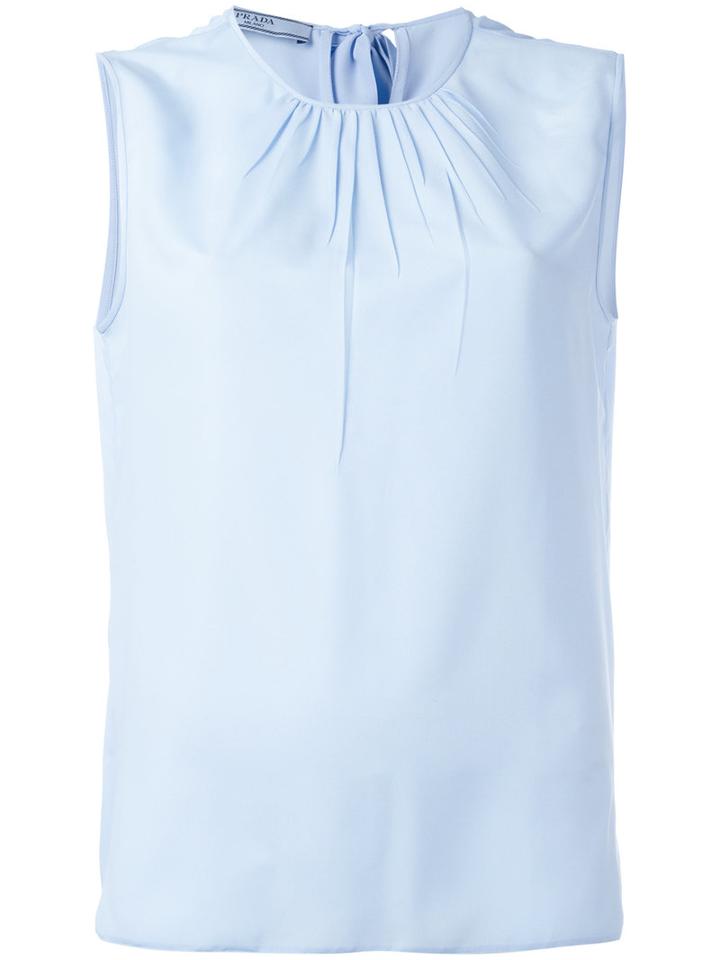 Prada Sleeveless Top, Women's, Size: 42, Blue, Polyester