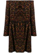 Yves Saint Laurent Pre-owned Printed Off-the-shoulder Dress - Black