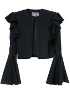 Monique Lhuillier Cropped Bell Sleeved Jacket - Black