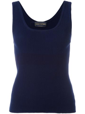 Claude Montana Vintage Ribbed Tank Top - Blue