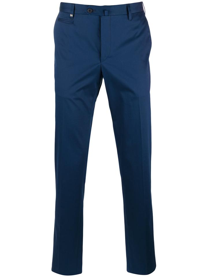 Corneliani Tapered Trousers, Men's, Size: 56, Blue, Cotton/spandex/elastane