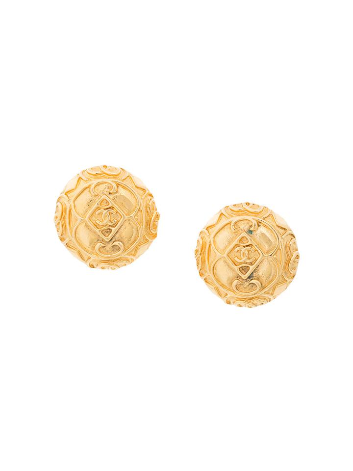 Chanel Vintage Oriental Round Earrings - Metallic
