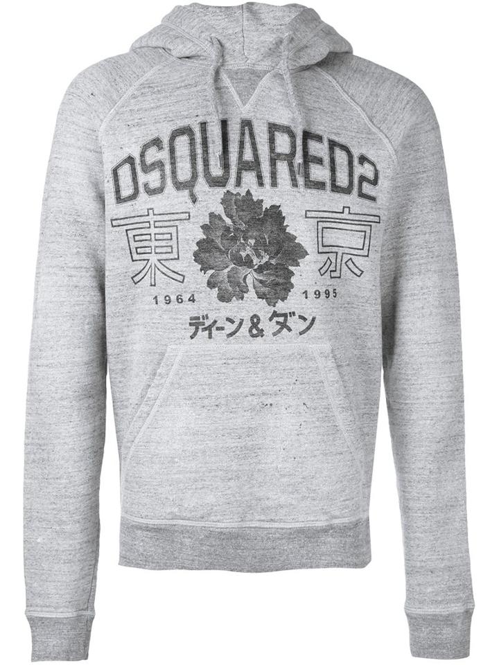 Dsquared2 College Style Logo Hoodie, Men's, Size: Large, Grey, Cotton