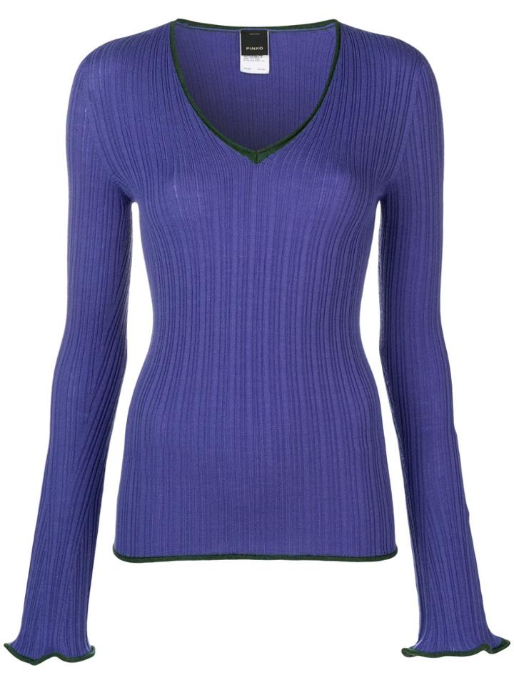 Pinko Garnet V-neck Jumper - Pink & Purple