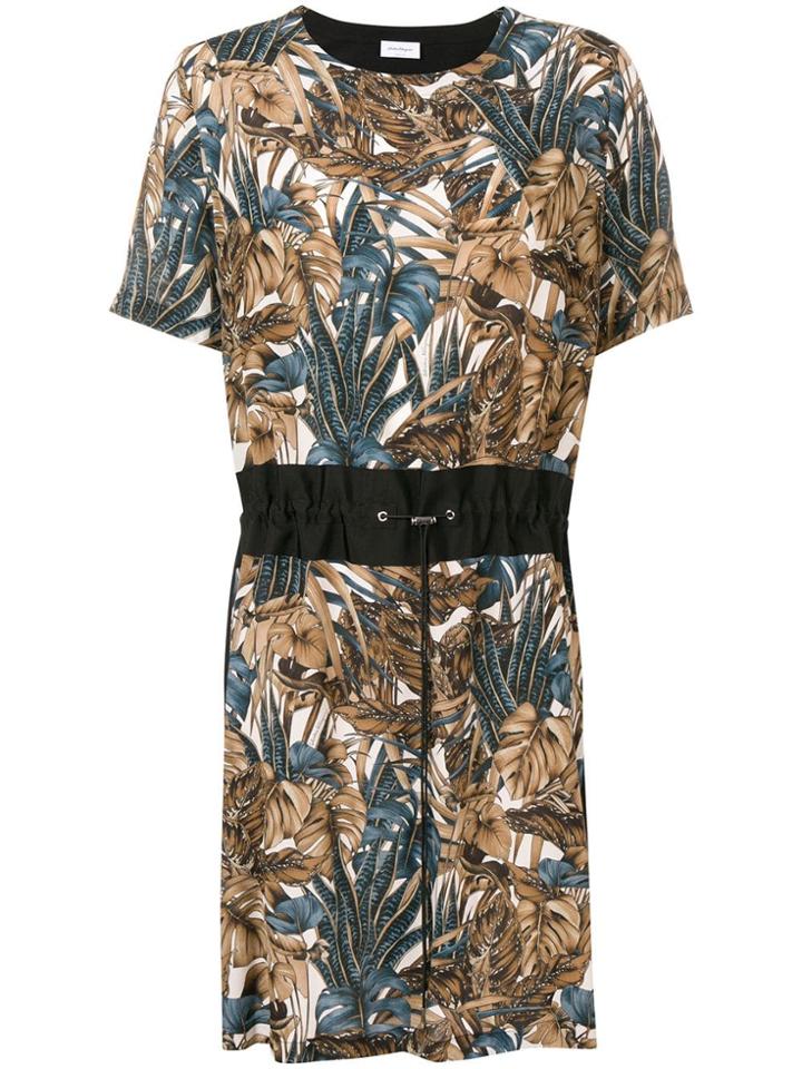 Salvatore Ferragamo Foliage Printed Dress - Black