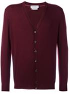 Salvatore Ferragamo Shell Button Cardigan, Men's, Size: Small, Red, Virgin Wool