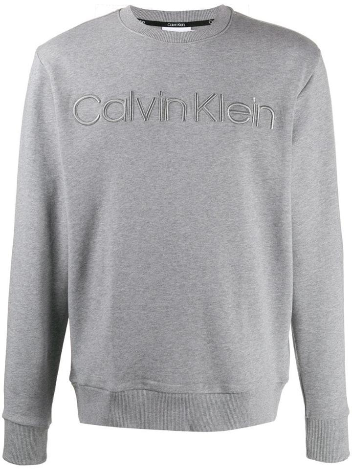 Calvin Klein Logo Embroidered Sweatshirt - Grey