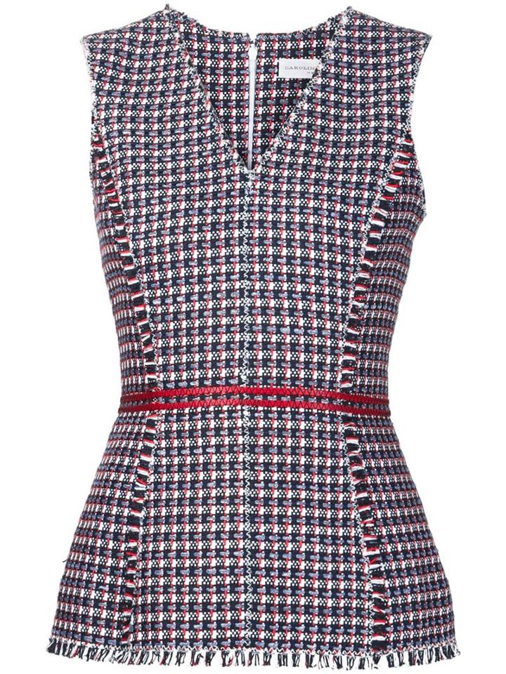 Carolina Herrera Check Print Peplum Top
