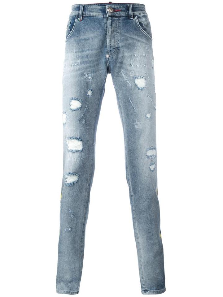 Philipp Plein Trinket Super Straight-cut Jeans, Men's, Size: 29, Blue, Cotton/spandex/elastane