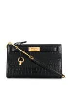 Tory Burch Snakeskin Effect Clutch Bag - Black