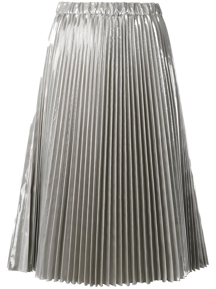 No21 - Pleated Midi Skirt - Women - Polyester - 40, Women's, Grey, Polyester
