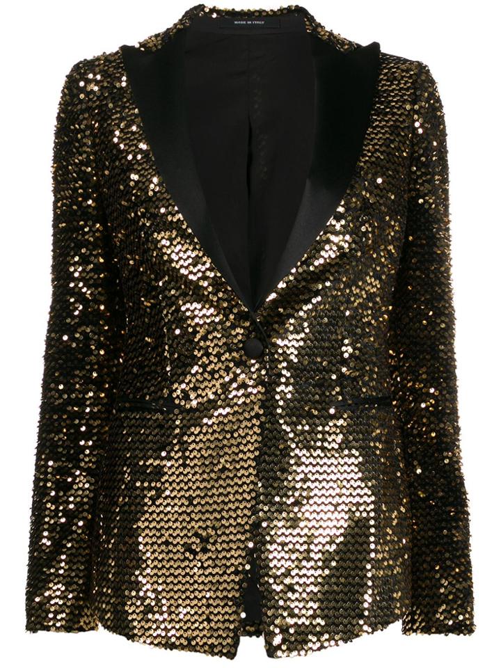 Tagliatore Single Breasted Embellished Blazer - Gold