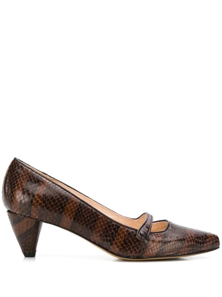 Lenora Snakeskin-effect Pumps - Brown