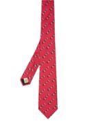 Burberry Slim Cut Archive Logo Print Silk Tie - Red