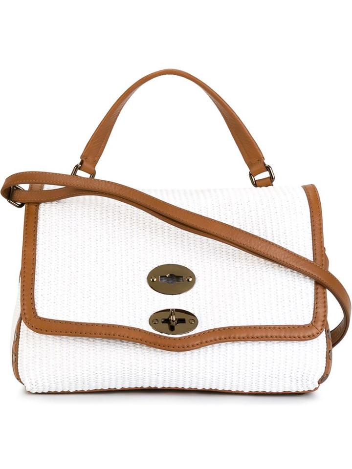 Zanellato Woven Postina Satchel, Women's, White, Raffia/calf Leather