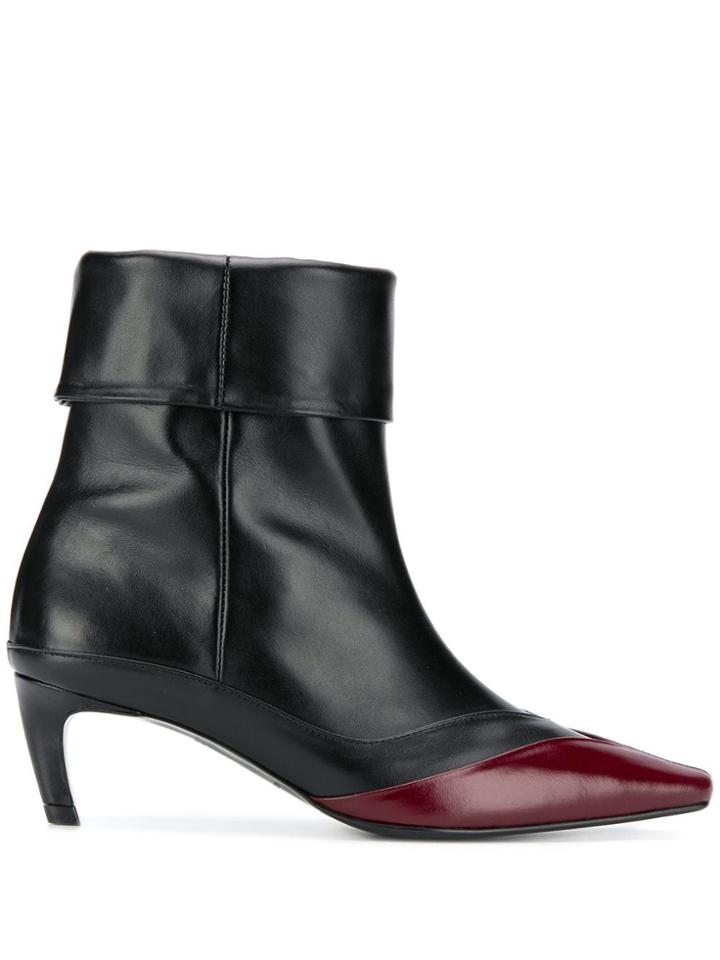 Salondeju Contrast Ankle Boots - Black