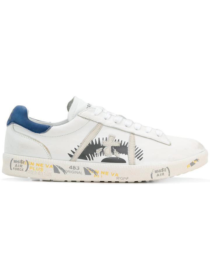 Premiata Low Top Printed Sneakers - White