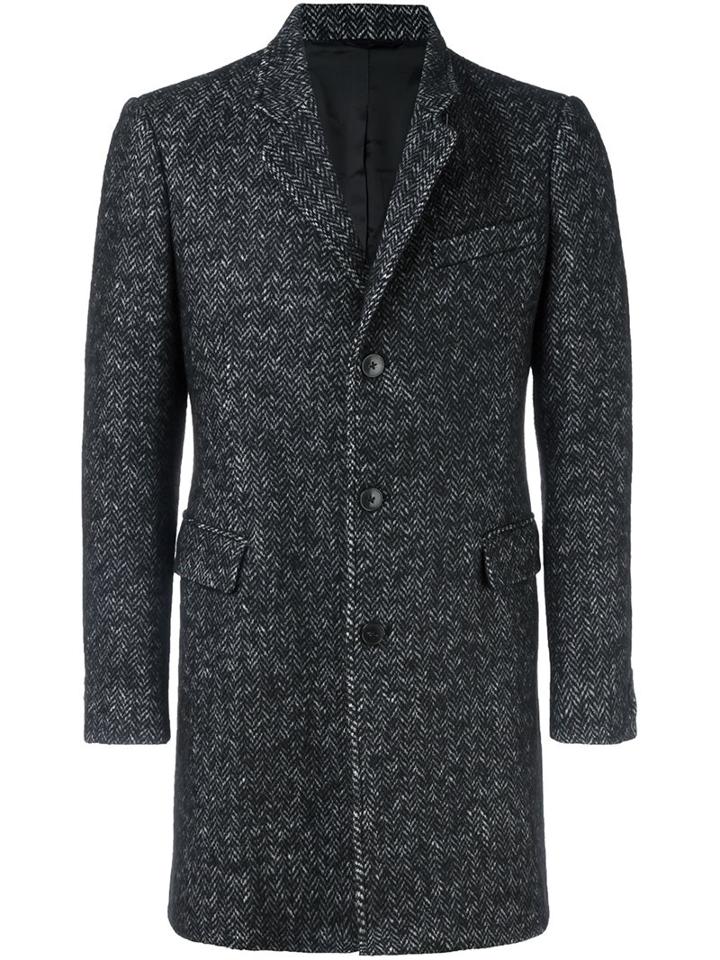 Dondup Tweed Coat, Men's, Size: 48, Black, Cotton/acrylic/polyamide/alpaca
